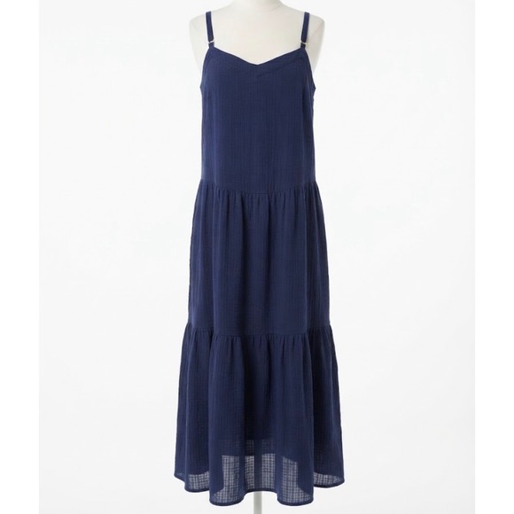 Knox Rose Dresses & Skirts - Knox Rose Navy Blue Tiered Maxi Dress Plus Size 4X NWT Gauze Adjustable Straps